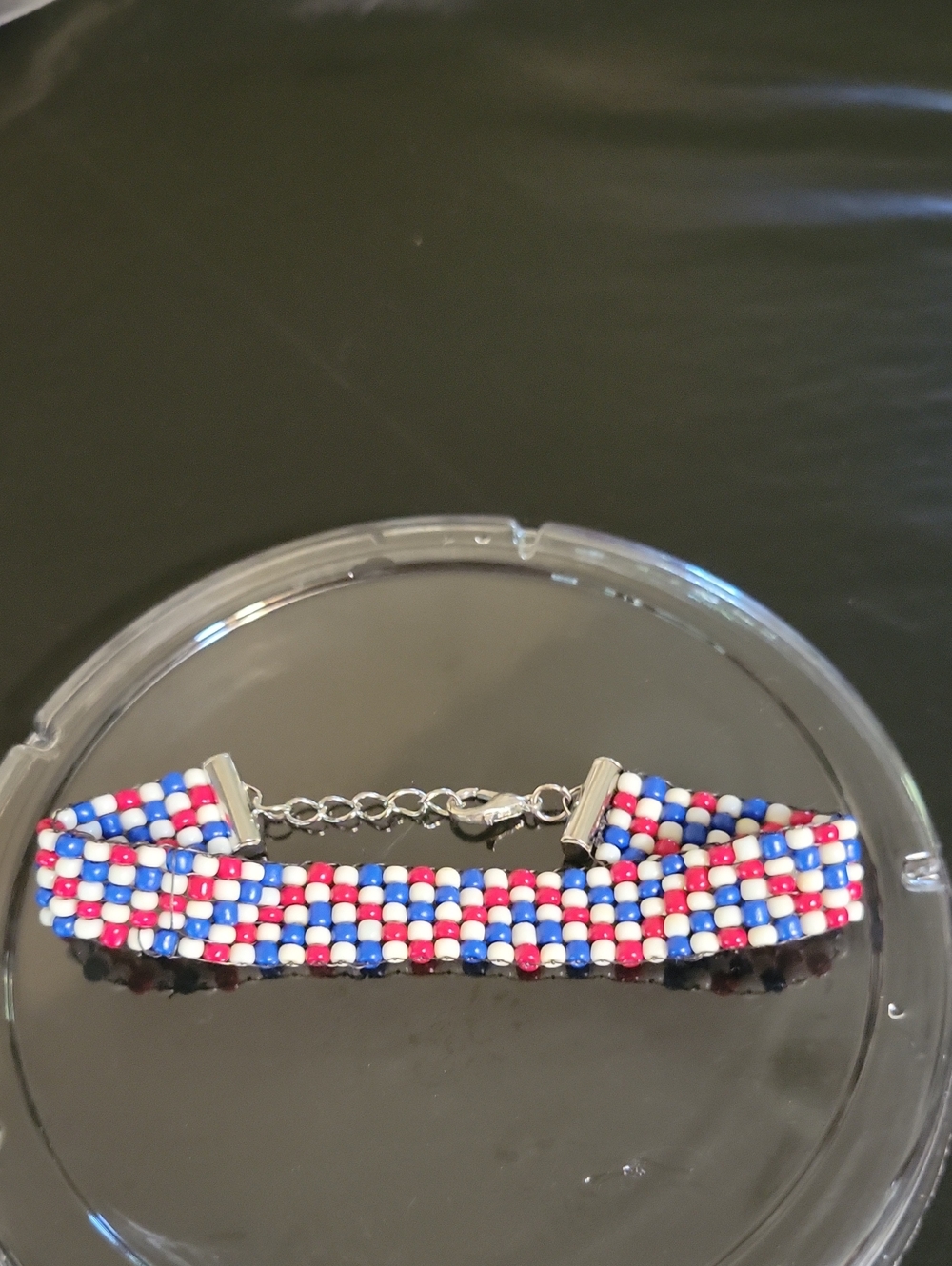 Loom Beaded Bracelet in Red, White & Blue